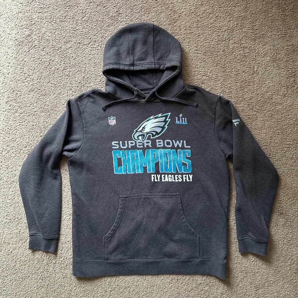 Philadelphia Eagles Sweatshirt Mens XL Super Bowl Pullover Hoodie Grey Fanatics